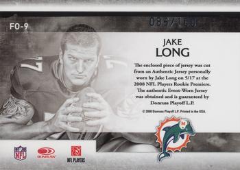 2008 Leaf Rookies & Stars Longevity - Freshman Orientation Materials Jerseys #FO-9 Jake Long Back