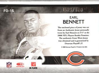 2008 Leaf Rookies & Stars Longevity - Freshman Orientation Materials Jerseys #FO-15 Earl Bennett Back