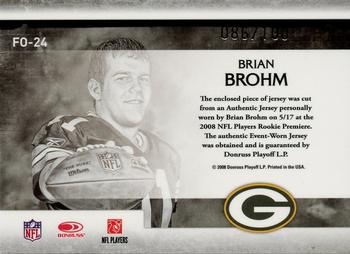 2008 Leaf Rookies & Stars Longevity - Freshman Orientation Materials Jerseys #FO-24 Brian Brohm Back