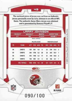 2008 Leaf Rookies & Stars Longevity - Materials Sapphire #49 Larry Johnson Back