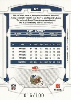 2008 Leaf Rookies & Stars Longevity - Materials Sapphire #57 Tom Brady Back