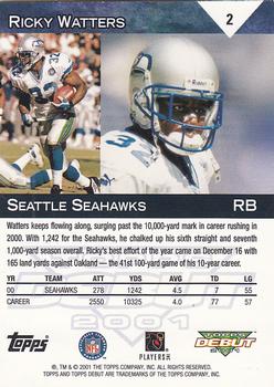 2001 Topps Debut #2 Ricky Watters Back