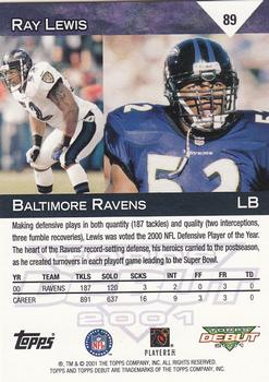 2001 Topps Debut #89 Ray Lewis Back