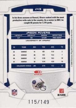 2008 Leaf Rookies & Stars Longevity - Sapphire #143 Jason Rivers Back