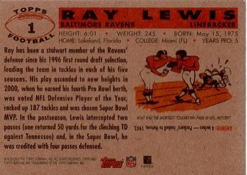 2001 Topps Heritage #1 Ray Lewis Back
