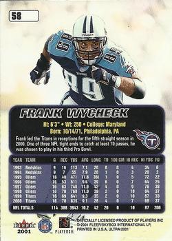 2001 Ultra #58 Frank Wycheck Back