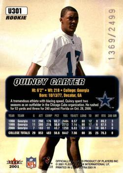 2001 Ultra #U301 Quincy Carter Back