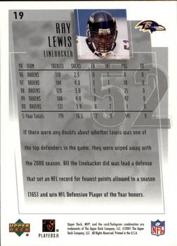 2001 Upper Deck MVP #19 Ray Lewis Back