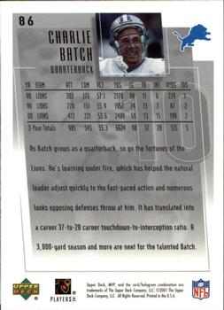 2001 Upper Deck MVP #86 Charlie Batch Back
