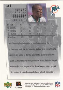2001 Upper Deck MVP #131 Oronde Gadsden Back