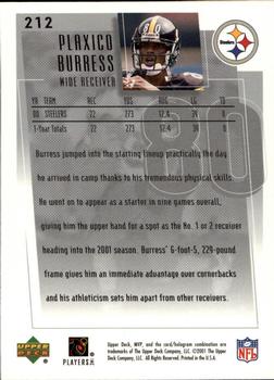 2001 Upper Deck MVP #212 Plaxico Burress Back