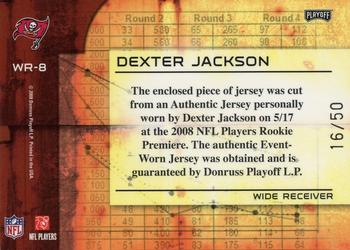 2008 Playoff Absolute Memorabilia - War Room Materials Prime #WR-8 Dexter Jackson Back