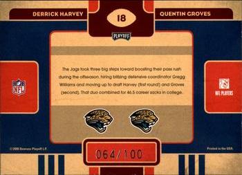 2008 Playoff Contenders - Draft Class Gold #18 Derrick Harvey / Quentin Groves Back
