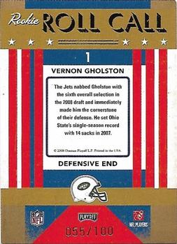 2008 Playoff Contenders - Rookie Roll Call Gold #1 Vernon Gholston Back