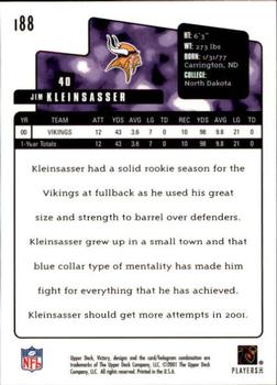 2001 Upper Deck Victory #188 Jim Kleinsasser Back