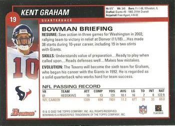 2002 Bowman #19 Kent Graham Back