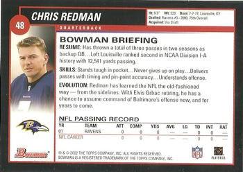 2002 Bowman #48 Chris Redman Back