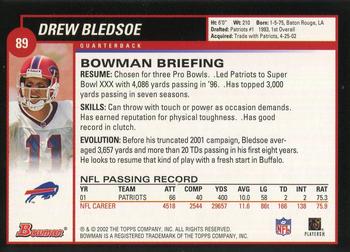 2002 Bowman #89 Drew Bledsoe Back