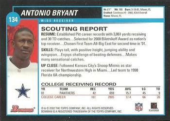 2002 Bowman #134 Antonio Bryant Back