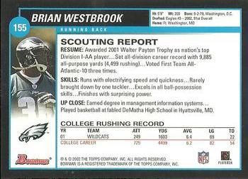 2002 Bowman #155 Brian Westbrook Back