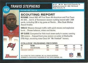 2002 Bowman #157 Travis Stephens Back
