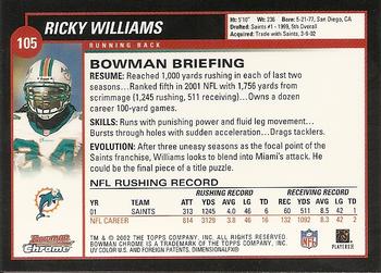 2002 Bowman Chrome #105 Ricky Williams Back