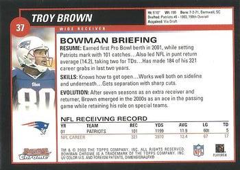 2002 Bowman Chrome #37 Troy Brown Back