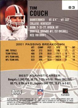 2002 Bowman's Best #83 Tim Couch Back