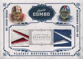 2008 Playoff National Treasures - Rookie Combo Material Brand Logos #18 Devin Thomas / Mario Manningham Front