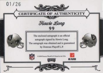 2008 Playoff National Treasures - Signature Patches NFL #99 Howie Long Back
