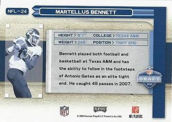 2008 Playoff Prestige - NFL Draft #NFL-24 Martellus Bennett Back