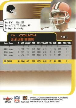 2002 Fleer Focus Jersey Edition #46 Tim Couch Back