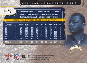 2002 Fleer Hot Prospects #45 LaDainian Tomlinson Back