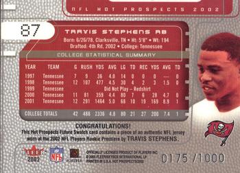 2002 Fleer Hot Prospects #87 Travis Stephens Back