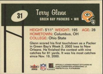 2002 Fleer Platinum #31 Terry Glenn Back