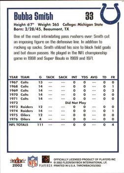 2002 Fleer Throwbacks #33 Bubba Smith Back