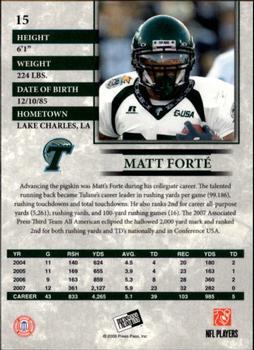 2008 Press Pass - Reflectors #15 Matt Forte Back