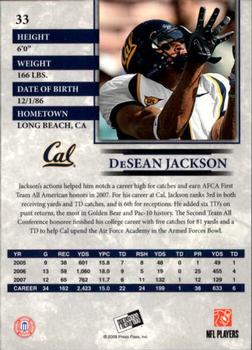 2008 Press Pass - Reflectors #33 DeSean Jackson Back