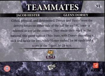 2008 Press Pass - Reflectors #91 Glenn Dorsey / Jacob Hester Back