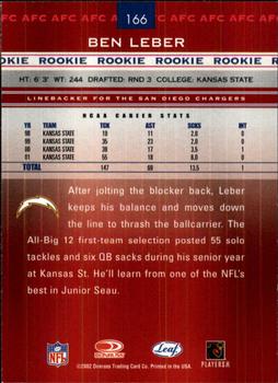 2002 Leaf Rookies & Stars #166 Ben Leber Back