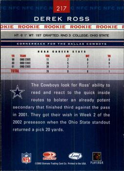 2002 Leaf Rookies & Stars #217 Derek Ross Back