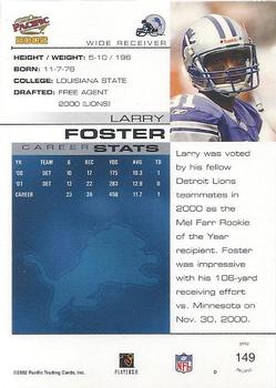 2002 Pacific #149 Larry Foster Back