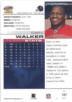 2002 Pacific #187 Gary Walker Back