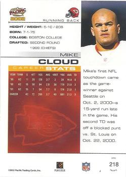 2002 Pacific #218 Mike Cloud Back