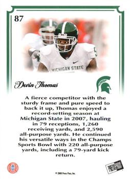 2008 Press Pass Legends Bowl Edition #87 Devin Thomas Back