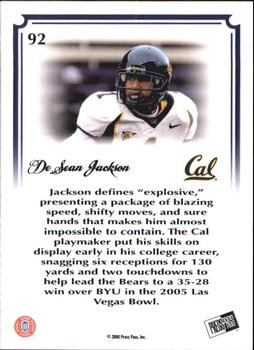 2008 Press Pass Legends Bowl Edition #92 DeSean Jackson Back