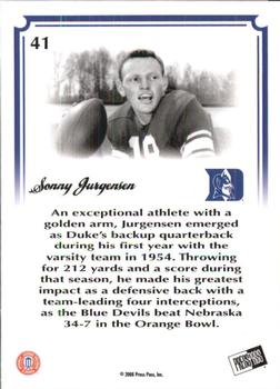 2008 Press Pass Legends Bowl Edition - 15 Yard Line Blue #41 Sonny Jurgensen Back