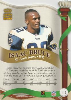 2002 Pacific Crown Royale #113 Isaac Bruce Back