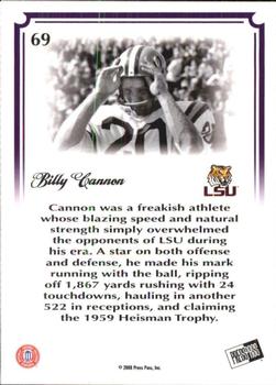 2008 Press Pass Legends Bowl Edition - Goal Line Emerald #69 Billy Cannon Back