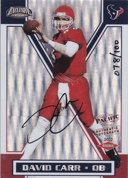 2002 Pacific Exclusive #192 David Carr Front